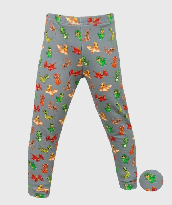 Thermal French Terry Pants Tiny Dinos Grey