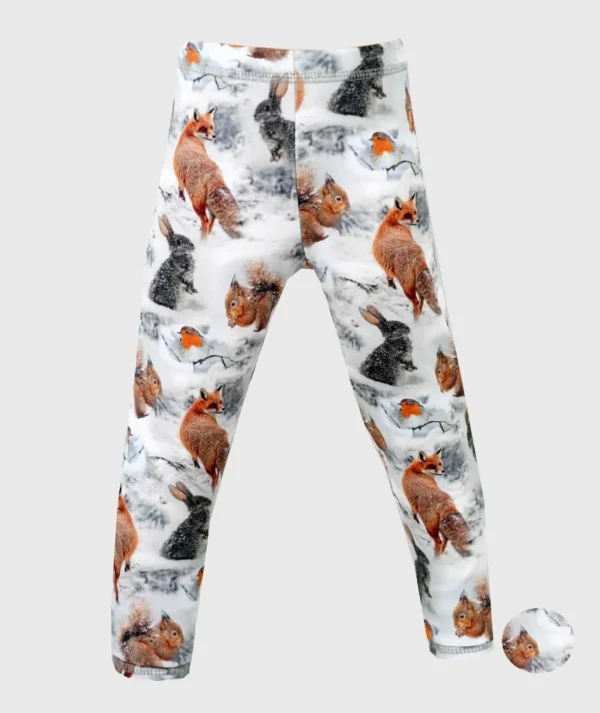 Thermal French Terry Pants Winter Forest Animals