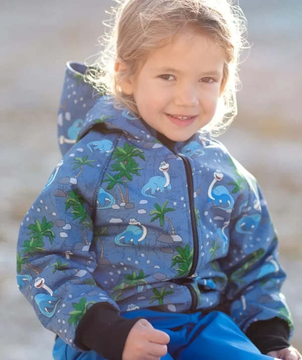 Waterproof Softshell Hoodie Joyful Dino Blue