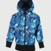 Waterproof Softshell Hoodie Blue Leaves