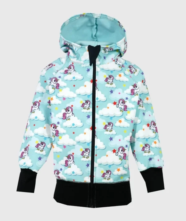 Waterproof Softshell Hoodie Unicorns Blue