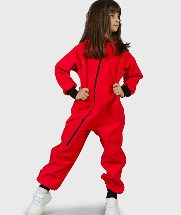 Waterproof Softshell Overall Comfy Fire Red Jumpsuit