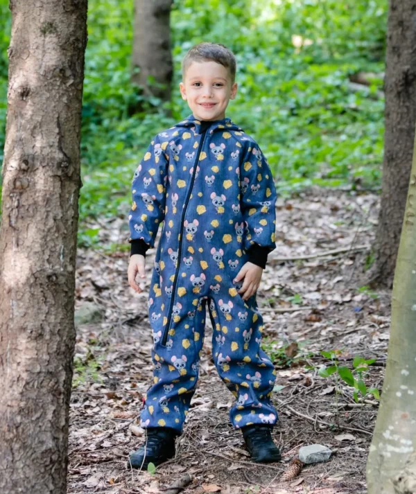 Waterproof Softshell Overall Comfy Mice Blue Jumpsuit