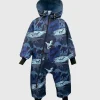 Waterproof Softshell Overall Comfy Dino Shadows Blue Jumpsuit