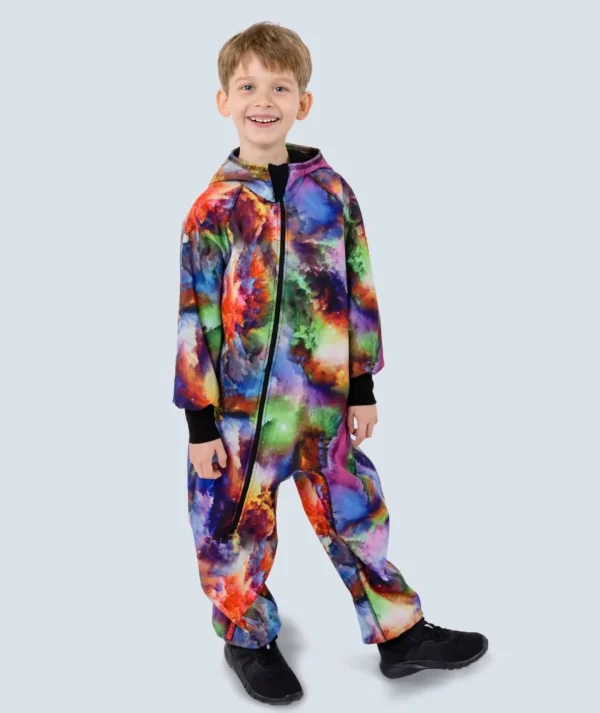 Waterproof Softshell Overall Comfy Rainbow Clouds Jumpsuit