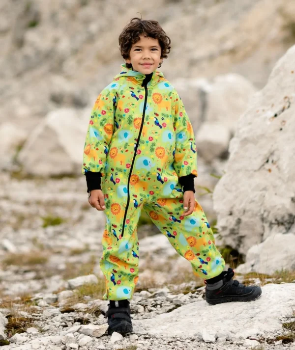 Waterproof Softshell Overall Comfy Jungle Drawings Jumpsuit