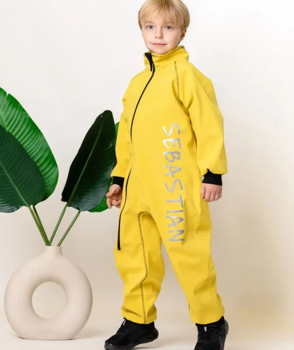 Waterproof Softshell Overall Comfy Mustard Yellow Bodysuit