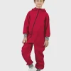 Waterproof Softshell Overall Comfy Intense Red Striped Cuffs Jumpsuit