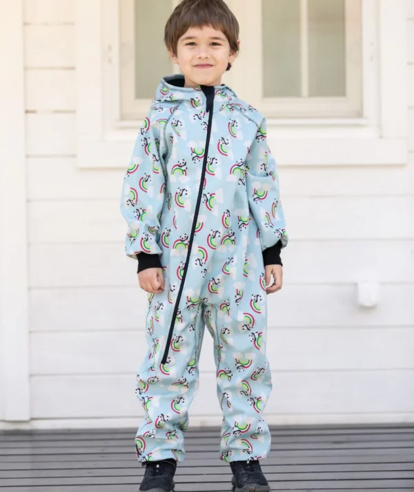 Waterproof Softshell Overall Comfy Panda And Rainbows Jumpsuit