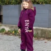 Waterproof Softshell Overall Comfy Burgundy Jumpsuit