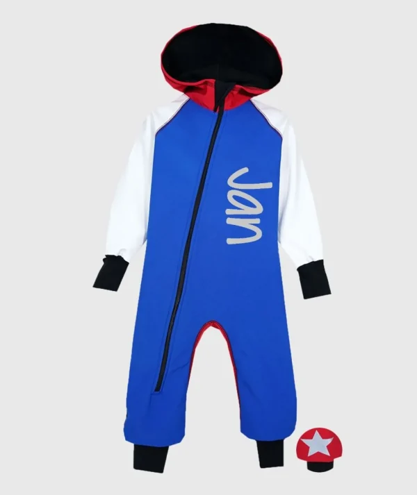 Waterproof Softshell Overall Comfy Blue/White/Red Jumpsuit