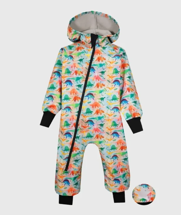 Waterproof Softshell Overall Comfy Colorful Dinos Jumpsuit