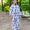 Waterproof Softshell Overall Comfy Joyful Dino Grey Jumpsuit