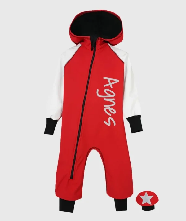 Waterproof Softshell Overall Comfy Red/White Jumpsuit