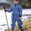 Waterproof Softshell Overall Comfy Dark Blue Birds Jumpsuit