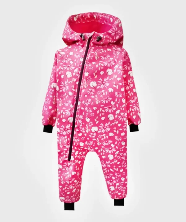 Waterproof Softshell Overall Comfy Flowers Fuchsia Jumpsuit