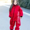 Waterproof Softshell Overall Comfy Poppy Red Bodysuit