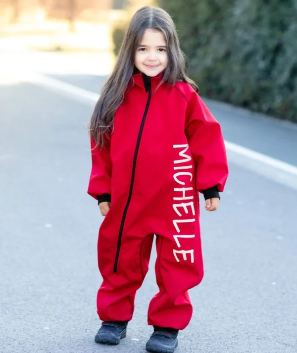 Waterproof Softshell Overall Comfy Poppy Red Bodysuit