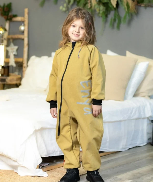 Waterproof Softshell Overall Comfy Gold Melange Jumpsuit