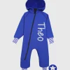 Waterproof Softshell Overall Comfy Intense Blue Striped Cuffs Jumpsuit