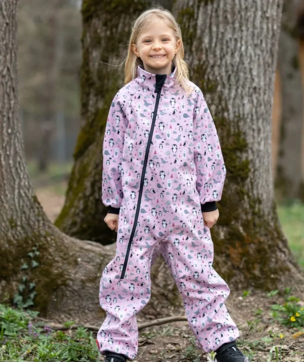 Waterproof Softshell Overall Comfy Arctic Animals Pink Bodysuit