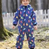 Waterproof Softshell Overall Comfy Denim Blue Birds Jumpsuit