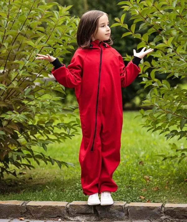 Waterproof Softshell Overall Comfy Red Jumpsuit