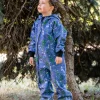 Waterproof Softshell Overall Comfy Joyful Dino Blue Jumpsuit