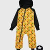 Waterproof Softshell Overall Comfy Black And Yellow Tulips Jumpsuit