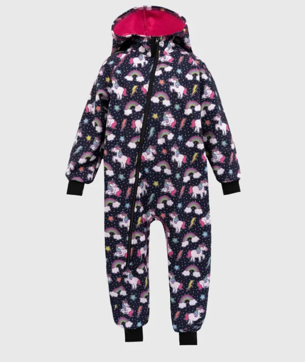 Waterproof Softshell Overall Comfy Rainbow Unicorns Jumpsuit