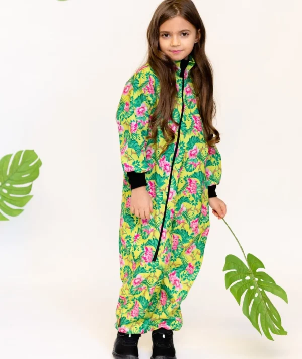 Waterproof Softshell Overall Comfy Tropical Flowers Bodysuit