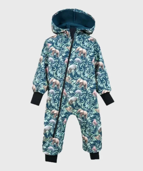 Waterproof Softshell Overall Comfy Tropical Animals Jumpsuit