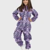 Waterproof Softshell Overall Comfy Purple Zebra Jumpsuit