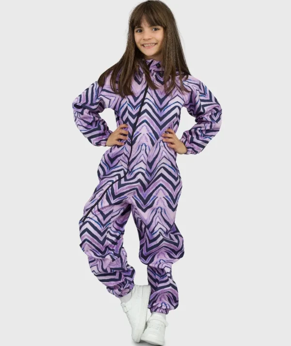 Waterproof Softshell Overall Comfy Purple Zebra Jumpsuit