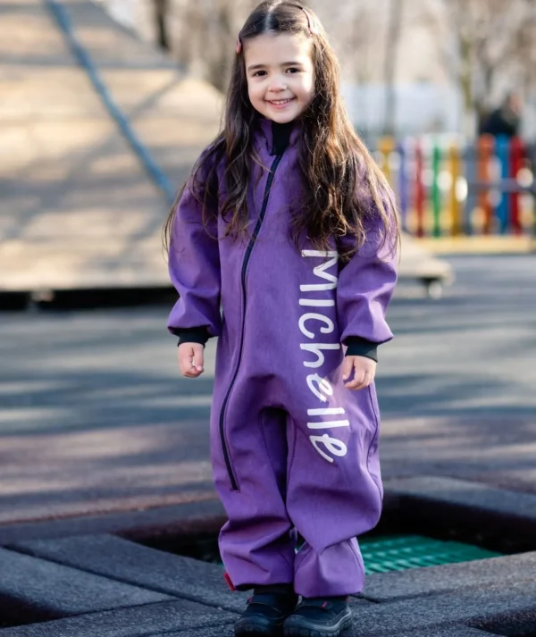 Waterproof Softshell Overall Comfy Purple Melange Jumpsuit