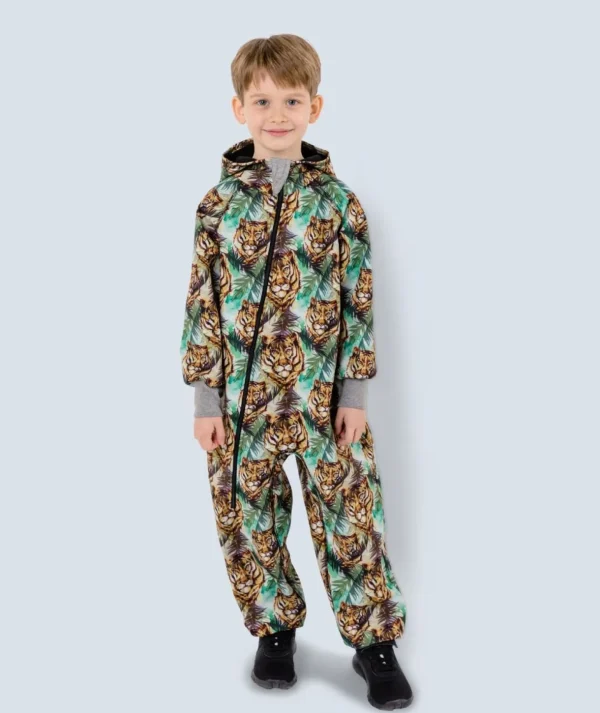 Waterproof Softshell Overall Comfy Tiger Jumpsuit