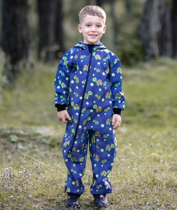 Waterproof Softshell Overall Comfy Turtles Blue Jumpsuit