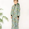 Waterproof Softshell Overall Comfy Savanna Animals Mint Jumpsuit