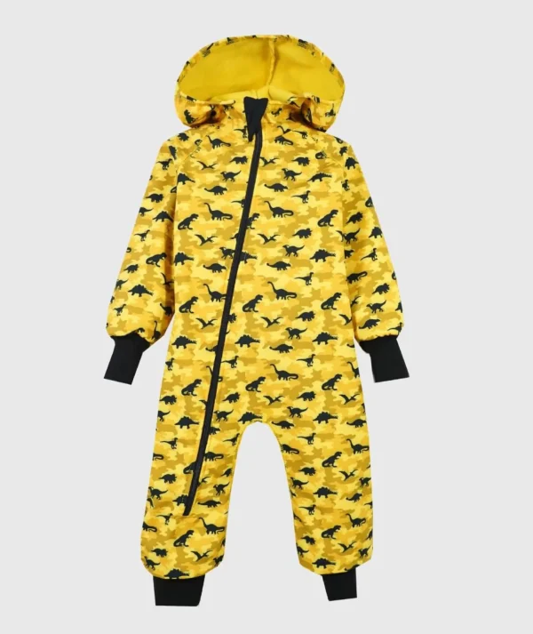 Waterproof Softshell Overall Comfy Camouflage Dino Yellow Jumpsuit