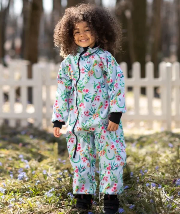 Waterproof Softshell Overall Comfy Exotic Flowers And Birds Jumpsuit