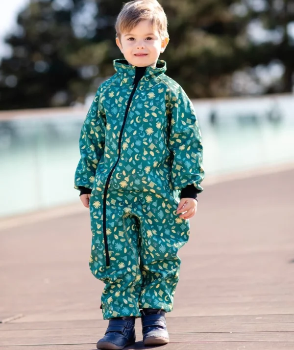 Waterproof Softshell Overall Comfy Sparkling Night Green Bodysuit