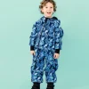 Waterproof Softshell Overall Comfy Blue Leaves Jumpsuit