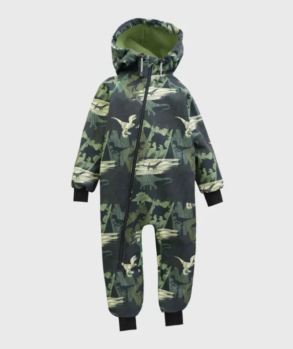 Waterproof Softshell Overall Comfy Dino Shadows Jumpsuit