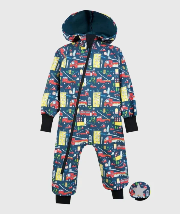 Waterproof Softshell Overall Comfy Firetrucks Drawings Jumpsuit