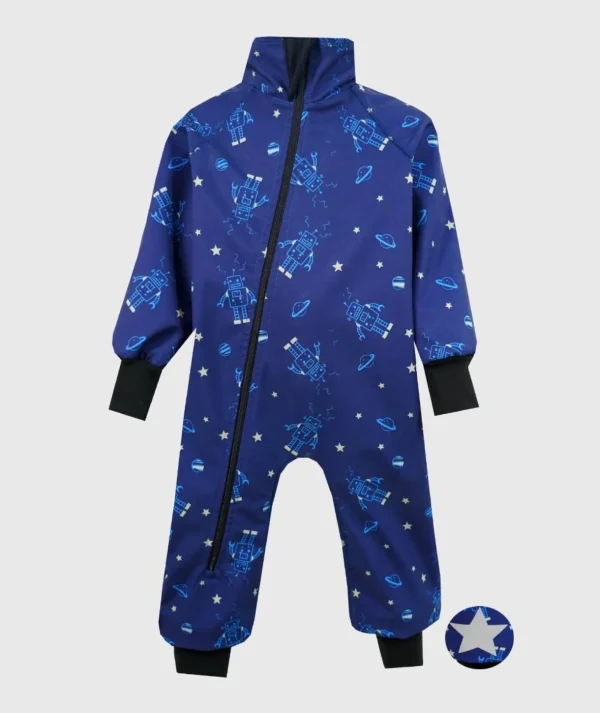 Waterproof Softshell Overall Comfy Ultramarine Robots Bodysuit