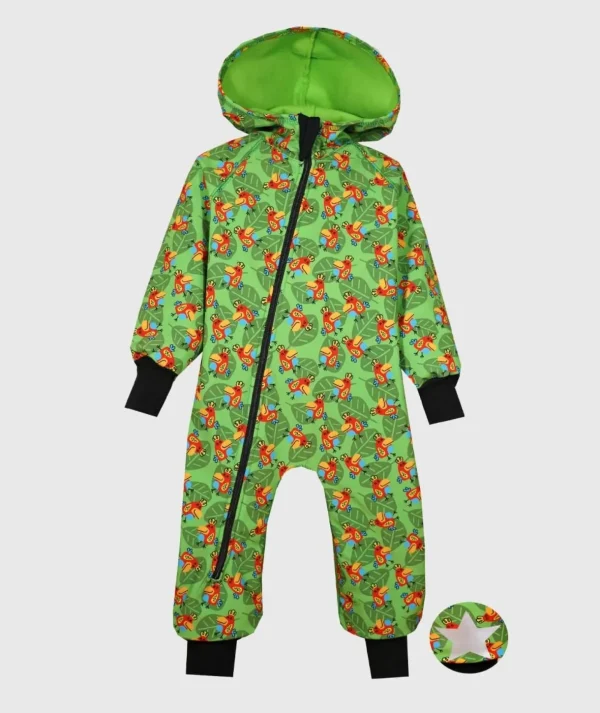 Waterproof Softshell Overall Comfy Parrots Drawings Jumpsuit