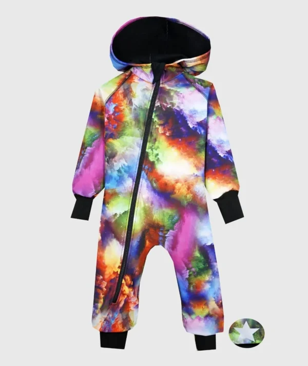 Waterproof Softshell Overall Comfy Rainbow Clouds Jumpsuit