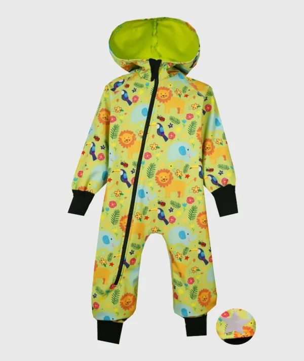 Waterproof Softshell Overall Comfy Jungle Drawings Jumpsuit