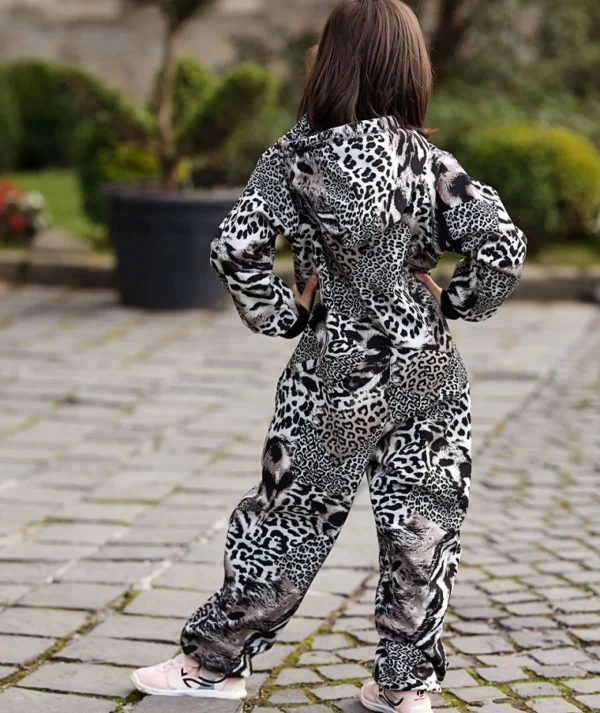 Waterproof Softshell Overall Comfy Grey Animal Print Jumpsuit