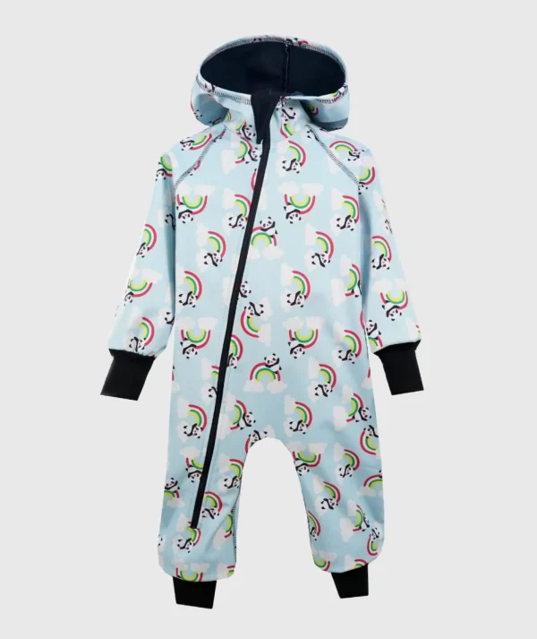 Waterproof Softshell Overall Comfy Panda And Rainbows Jumpsuit